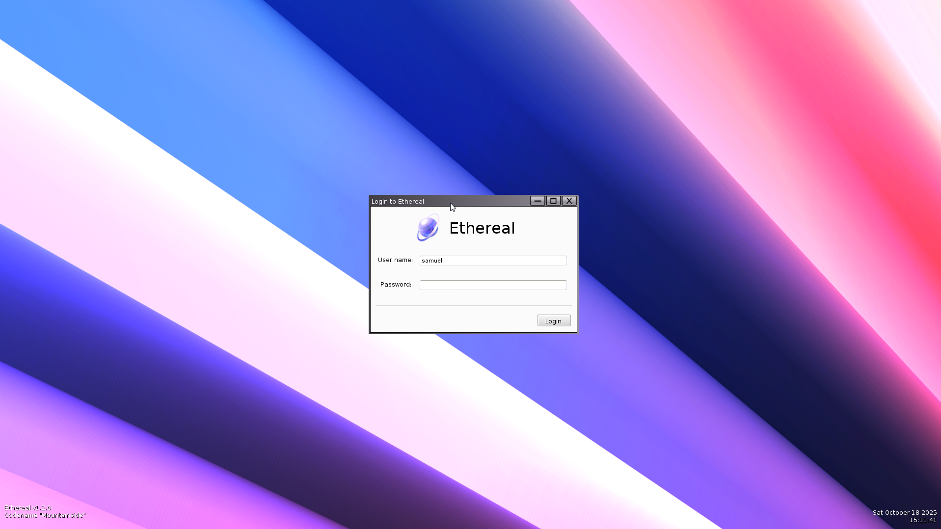 Ethereal Login Screen